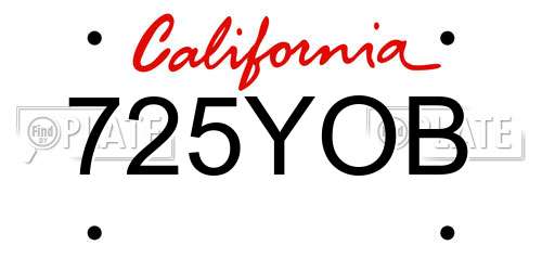 725YOB California License Plate