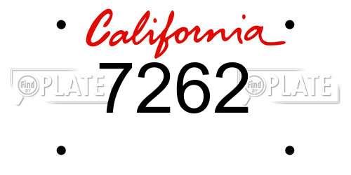7262 California License Plate