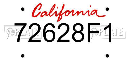 72628F1 California License Plate
