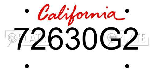 72630G2 California License Plate