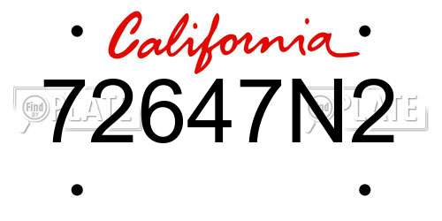 72647N2 California License Plate