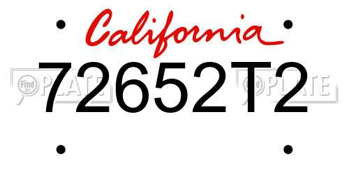 72652T2 California License Plate