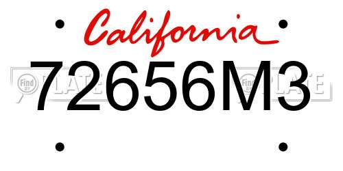 72656M3 California License Plate