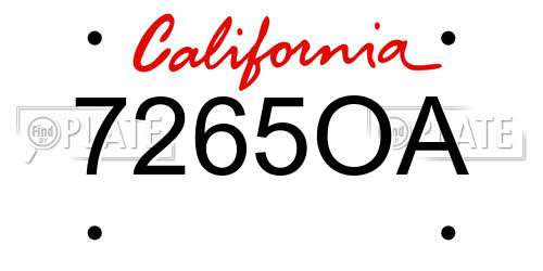 7265OA California License Plate