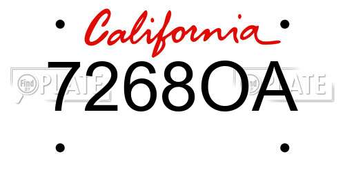7268OA California License Plate