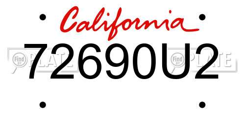72690U2 California License Plate
