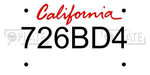 726BD4 California License Plate