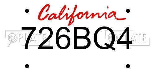 726BQ4 California License Plate