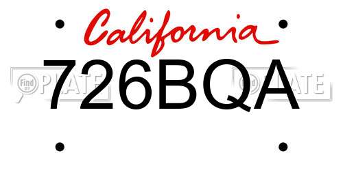 726BQA California License Plate