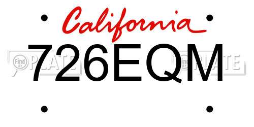 726EQM California License Plate