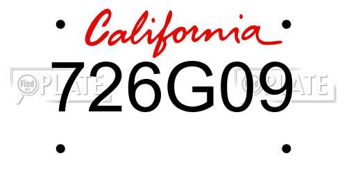 726G09 California License Plate
