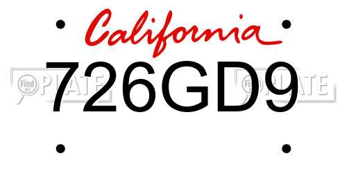 726GD9 California License Plate