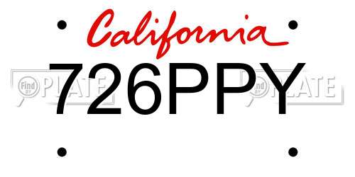 726PPY California License Plate