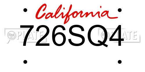 726SQ4 California License Plate