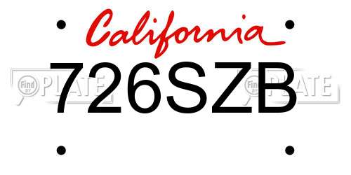 726SZB California License Plate