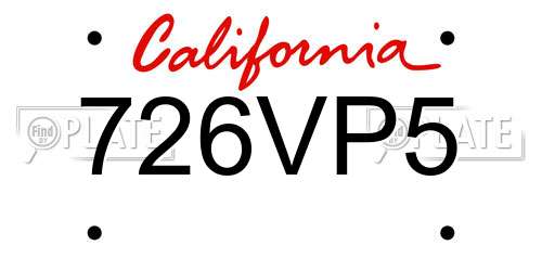 726VP5 California License Plate