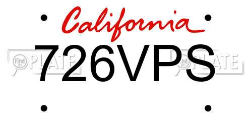 726VPS California License Plate