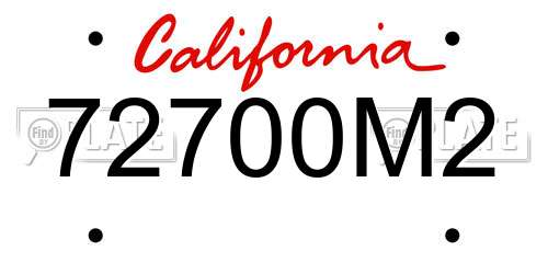 72700M2 California License Plate