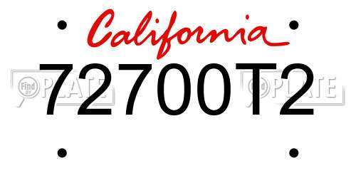 72700T2 California License Plate
