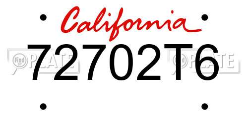 72702T6 California License Plate