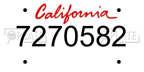 7270582 California License Plate