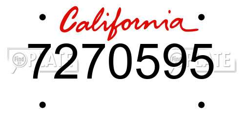 7270595 California License Plate