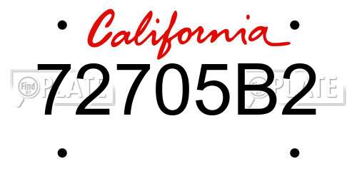 72705B2 California License Plate