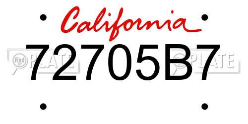 72705B7 California License Plate