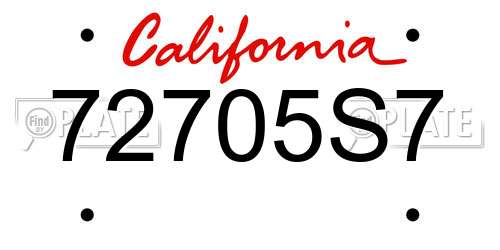 72705S7 California License Plate
