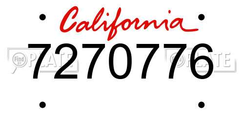 7270776 California License Plate