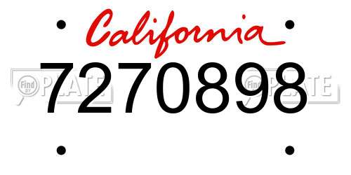 7270898 California License Plate