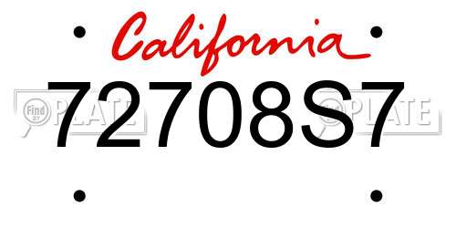 72708S7 California License Plate