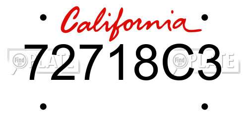 72718C3 California License Plate