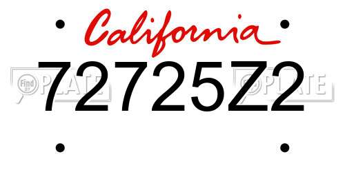 72725Z2 California License Plate