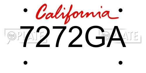 7272GA California License Plate