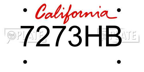 7273HB California License Plate