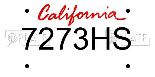 7273HS California License Plate