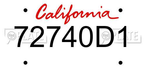 72740D1 California License Plate