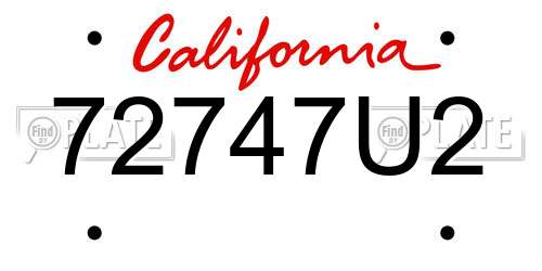 72747U2 California License Plate