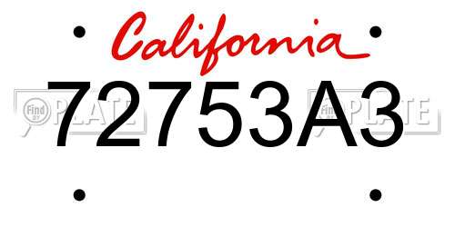 72753A3 California License Plate