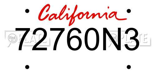 72760N3 California License Plate