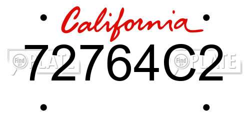 72764C2 California License Plate