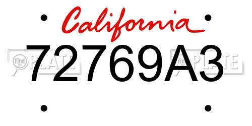 72769A3 California License Plate