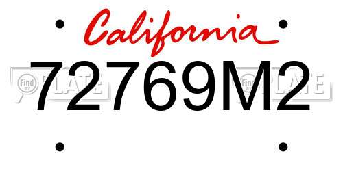 72769M2 California License Plate