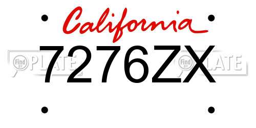 7276ZX California License Plate