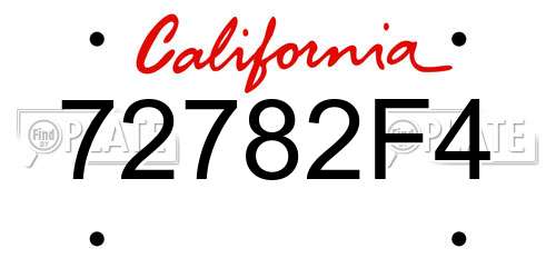 72782F4 California License Plate