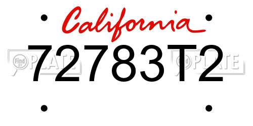 72783T2 California License Plate