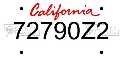 72790Z2 California License Plate
