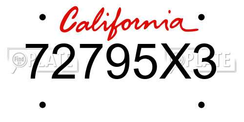 72795X3 California License Plate