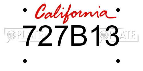 727B13 California License Plate